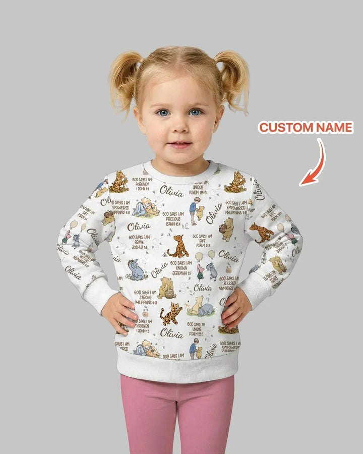 Custom Name God Says I Am Classic Bear Bamboo Crewneck Sweatshirt