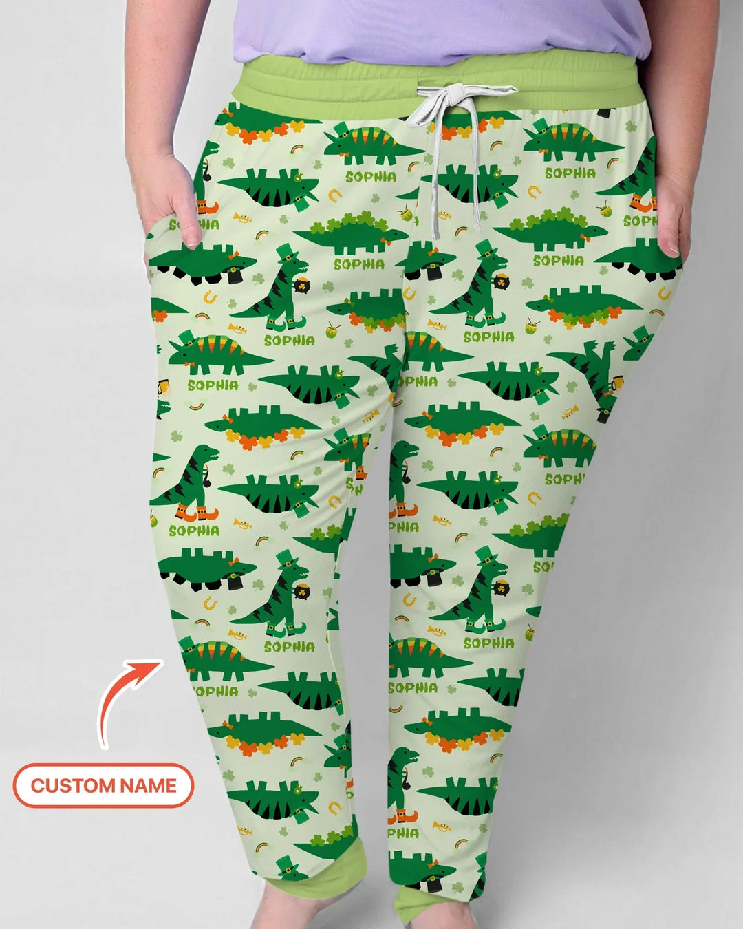 St. Patrick's Day Dinosaurier Pyjama-Set für Damen aus Bambus