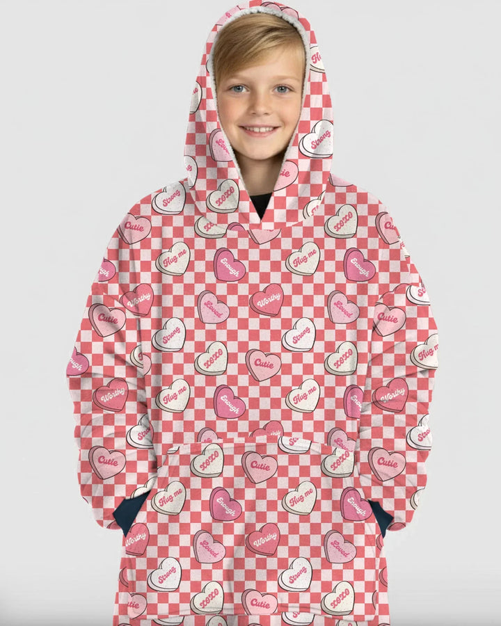 Valentins-Kapuzenpullover aus Bambusdecke mit Herzmuster