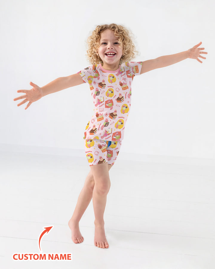 Little Book Worm Family Matching Bamboo Two Piece Short Sleeve Shorts Pajama Set