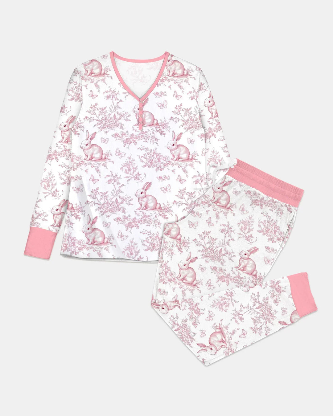 Oster-Chinoiserie Toile-de-Jouy-Bambus-Pyjama-Set für Damen
