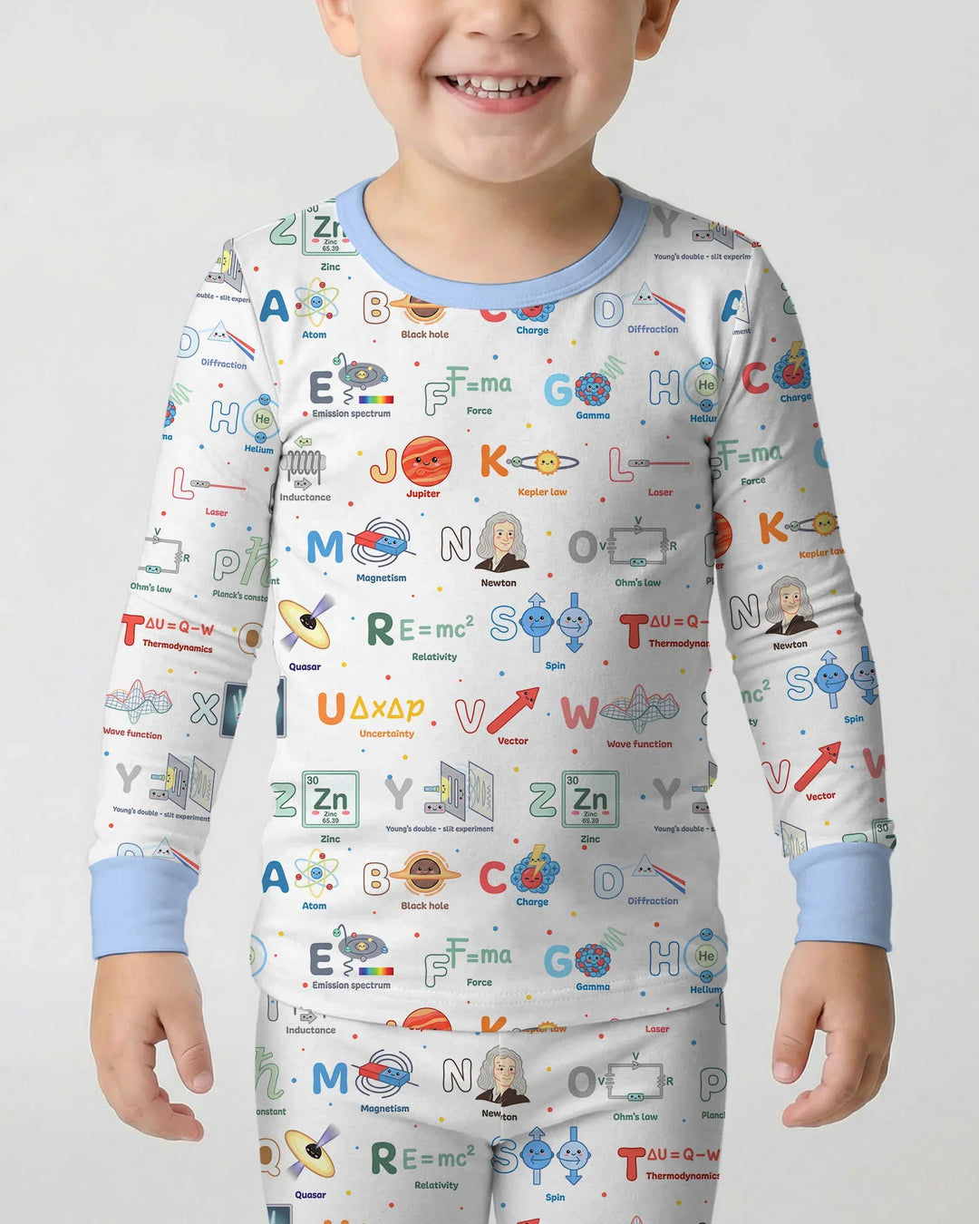 The Physics Alphabet Bamboo Two Piece Long Sleeve Pajama Set