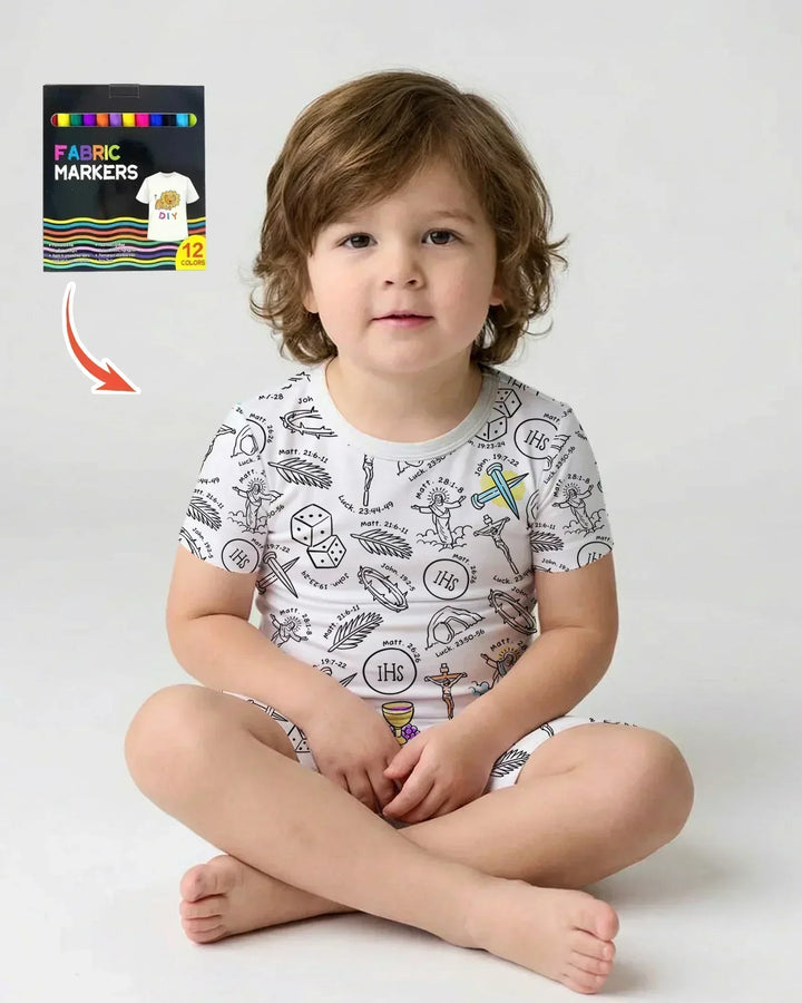 Template Zweiteiliges Pyjama-Set mit kurzen Ärmeln und Shorts