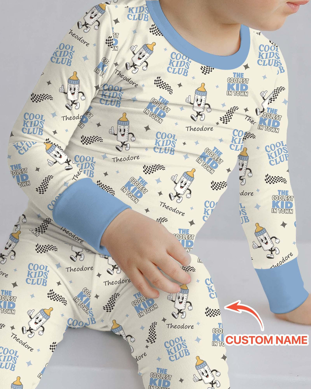 Custom Name Cool Club Daddy & Me Matching Bamboo Two Piece Long Sleeve Pajama Set
