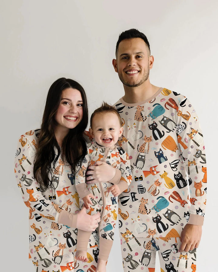 Goofy Schabernack Katzenfamilie Passender Pyjama aus Bambus für Damen