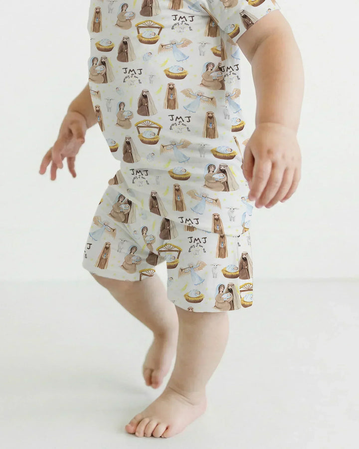 Template Zweiteiliges Pyjama-Set mit kurzen Ärmeln und Shorts