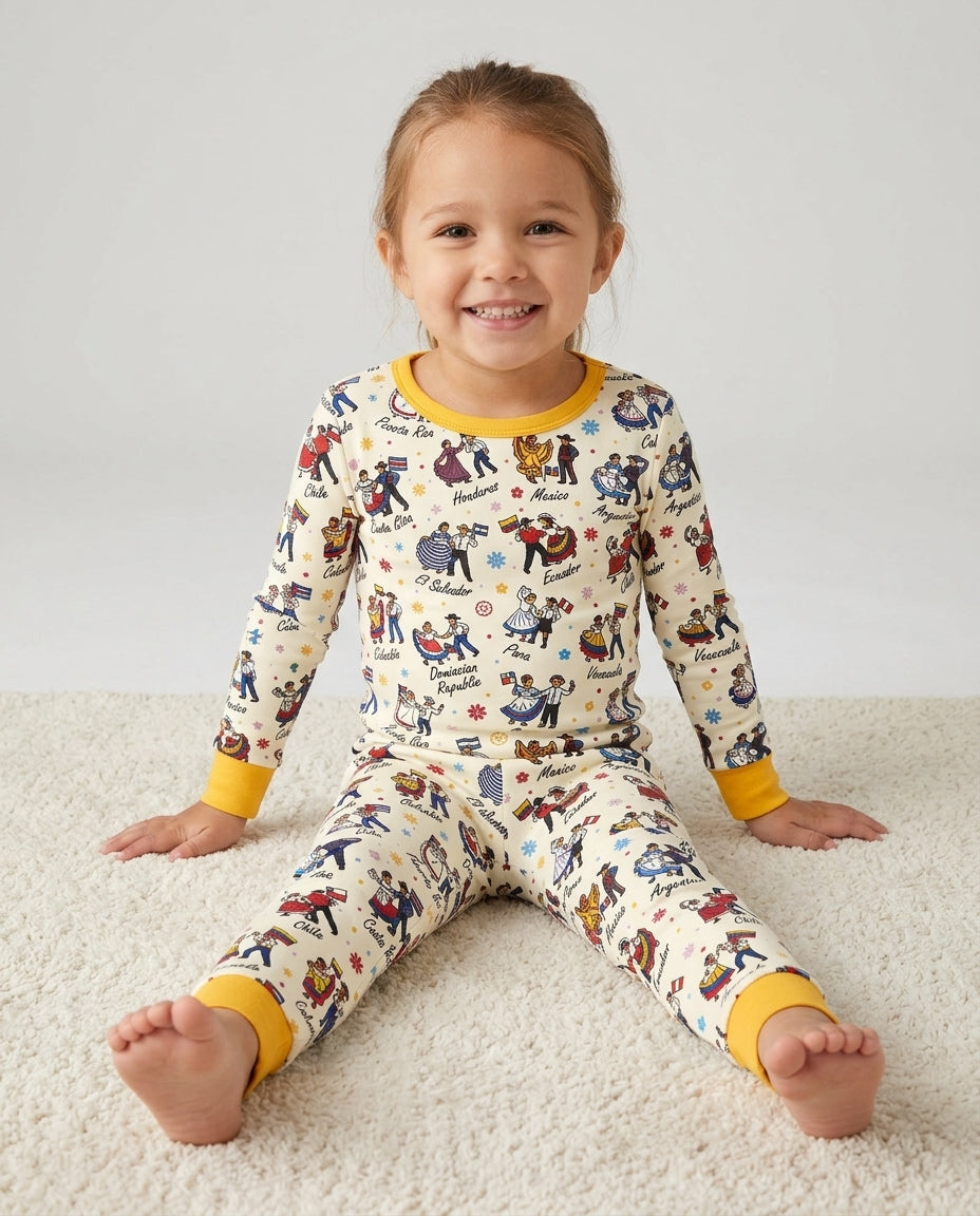 Zweiteiliges Langarm-Pyjama-Set mit Sommerfrüchten
