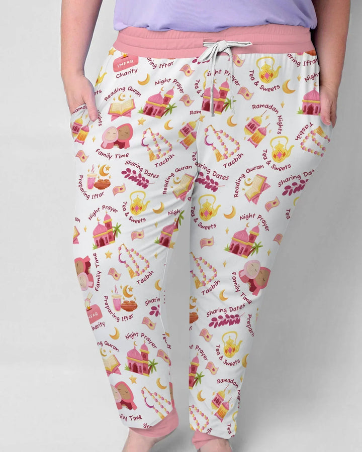 Ramadan Mubarak Passender Familien-Bambus-Damen-Pyjama-Set