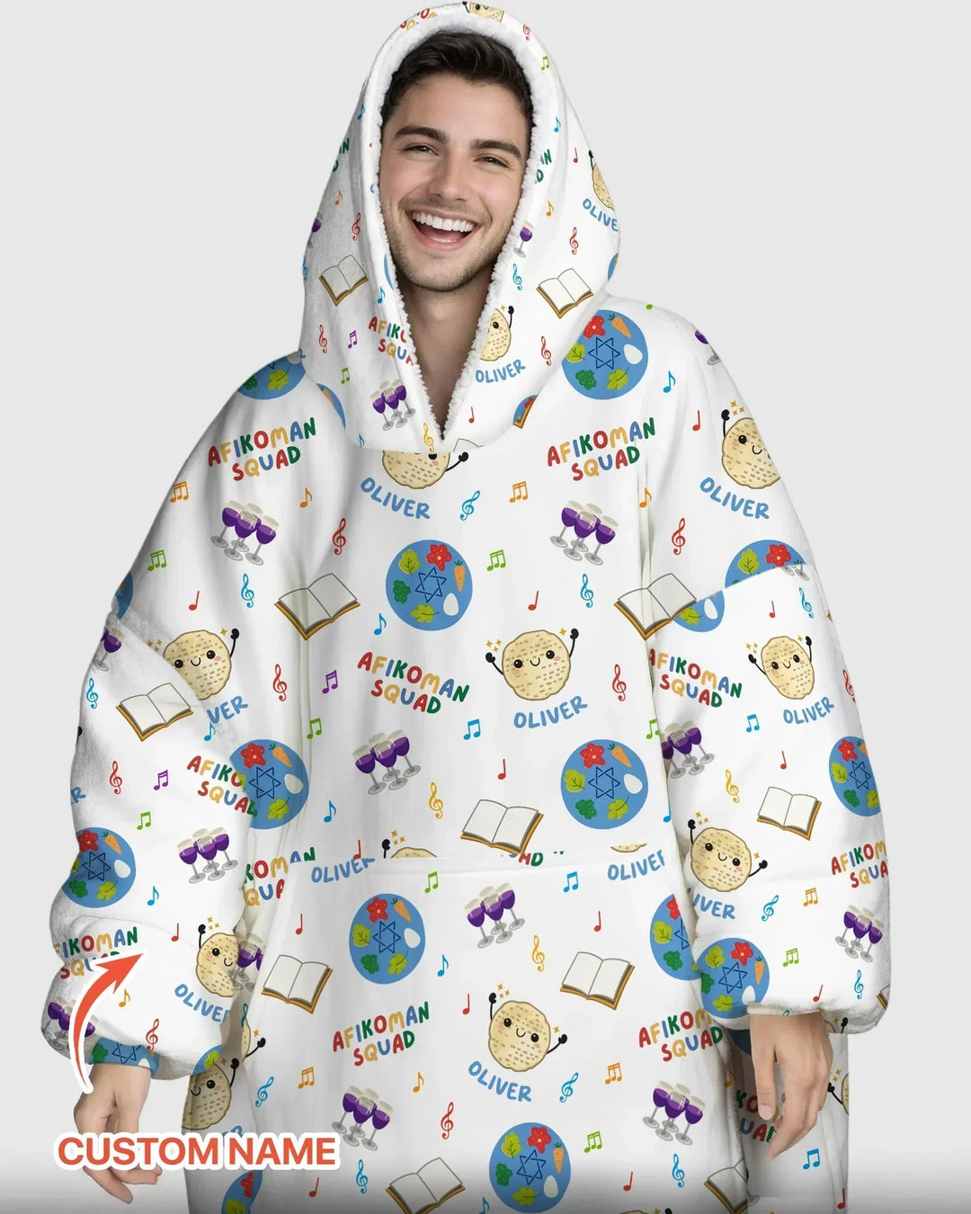 Custom Name Passover Afikoman Squad Bamboo Blanket Hoodie