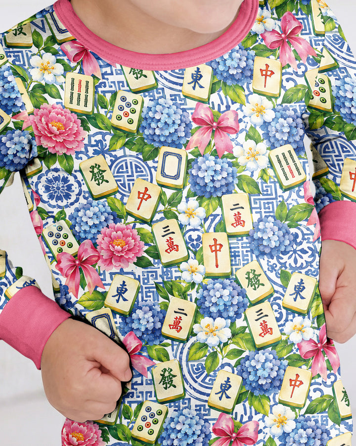 Mahjong in Bloom Bamboo Two Piece Long Sleeve Pajama Set