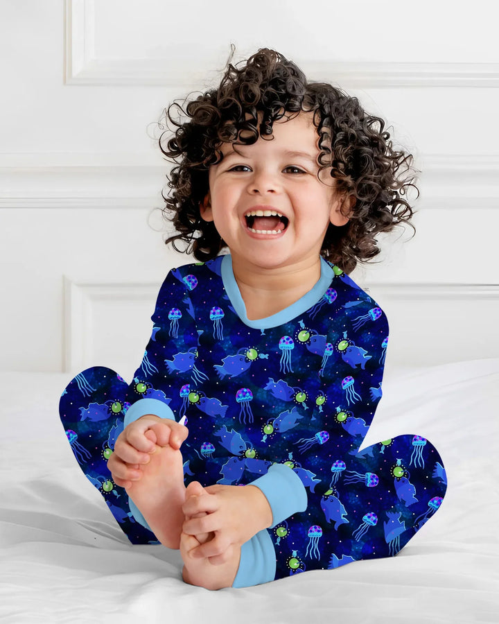 Zweiteiliges Langarm-Pyjama-Set mit Sommerfrüchten