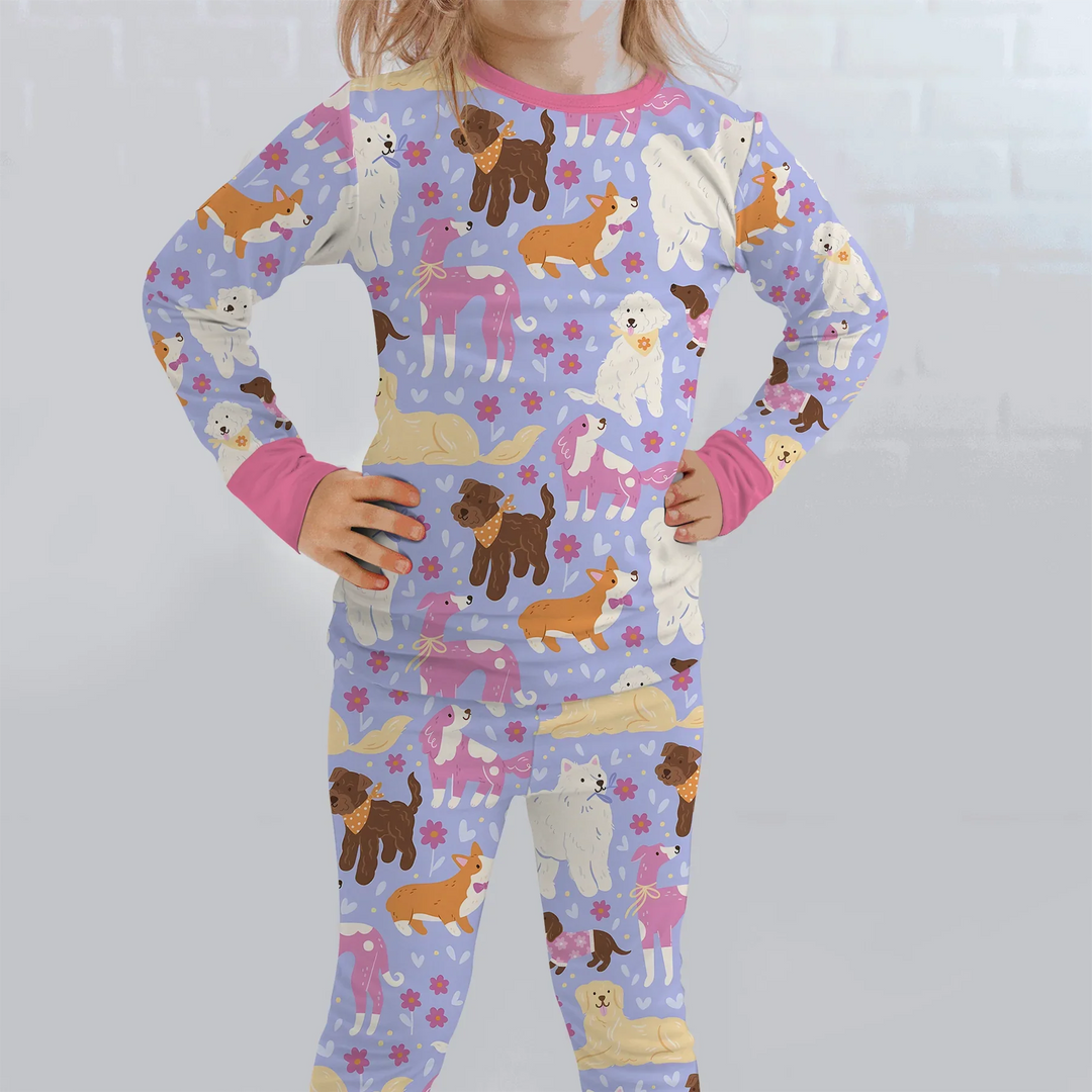 Floral Pawty Bamboo Two Piece Long Sleeve Pajama Set