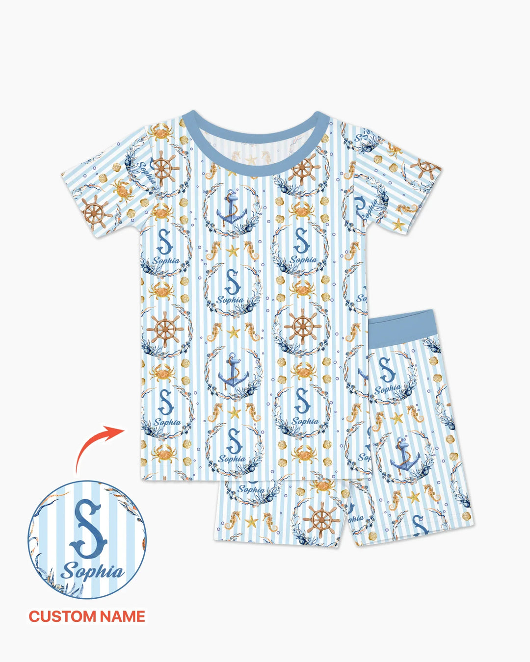 Zweiteiliges Pyjama-Set mit kurzen Ärmeln und Shorts im Sommer-Design