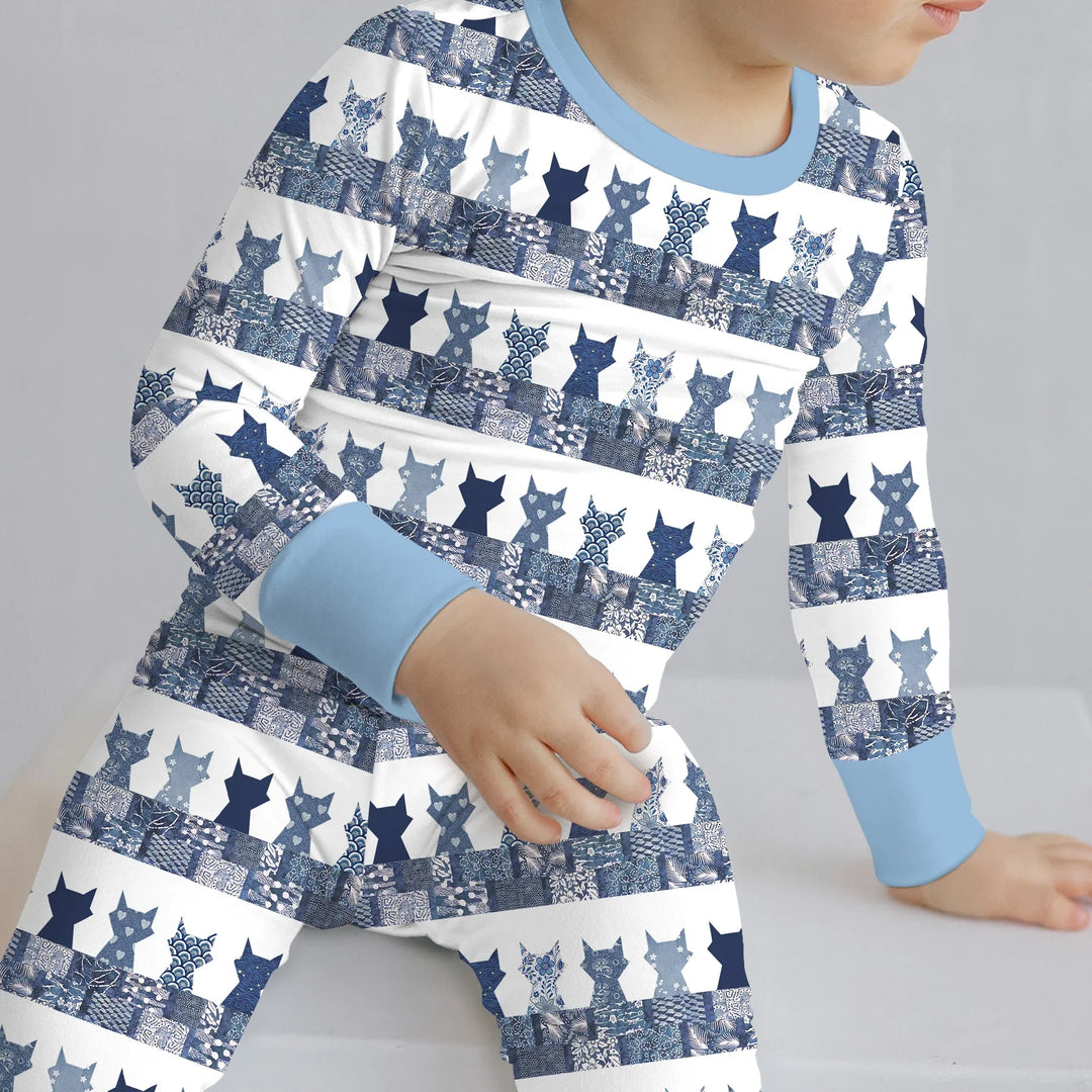 Zweiteiliges Langarm-Pyjama-Set mit Sommerfrüchten