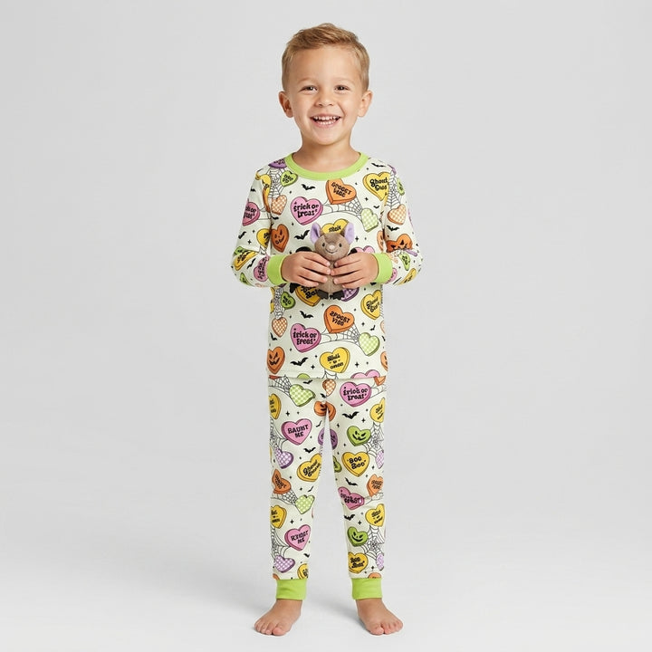 Halloween Candy Hearts Bamboo Two Piece Long Sleeve Pajama Set