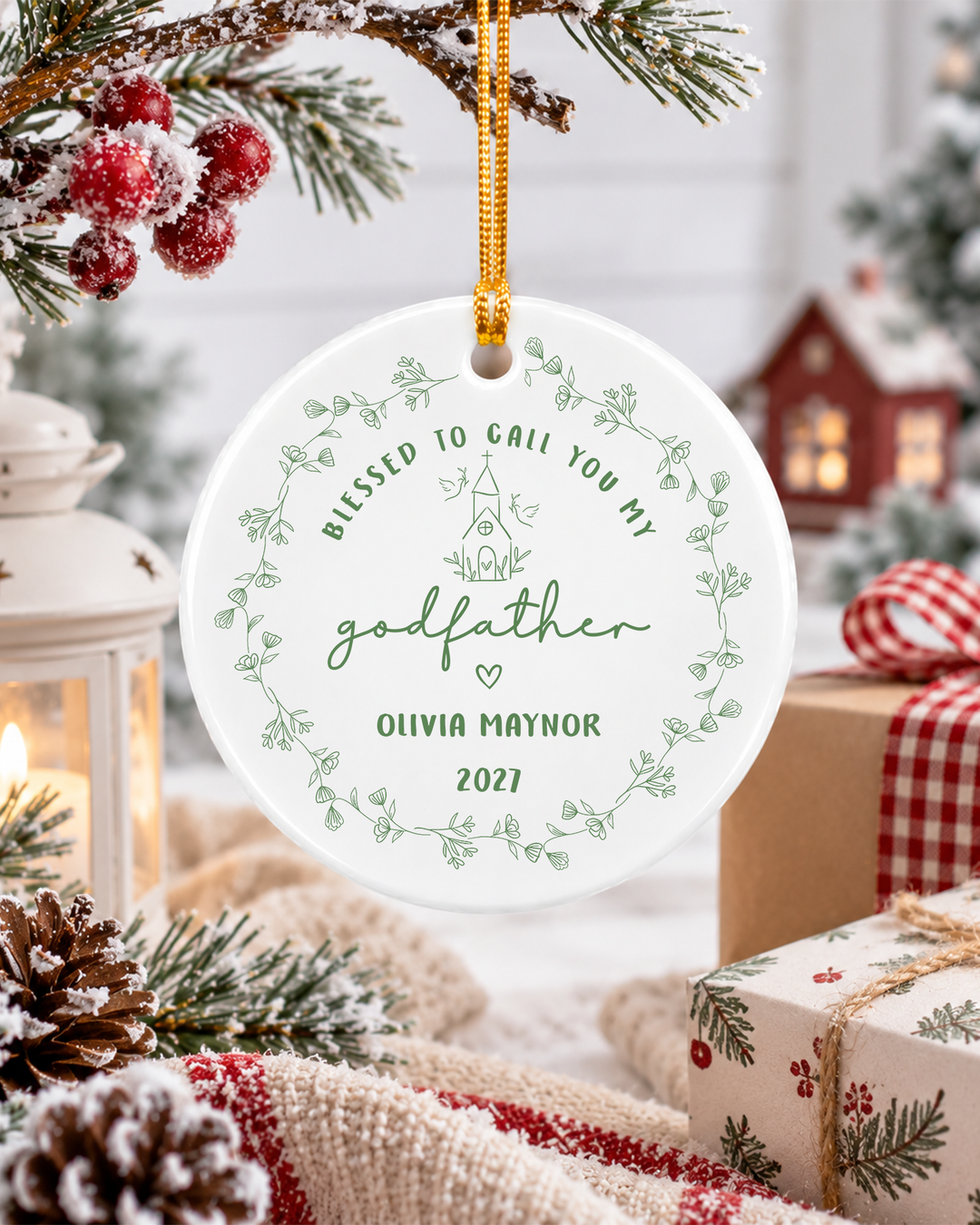 Blessed To Call You My Godparents- Personalized Ceramic Ornament