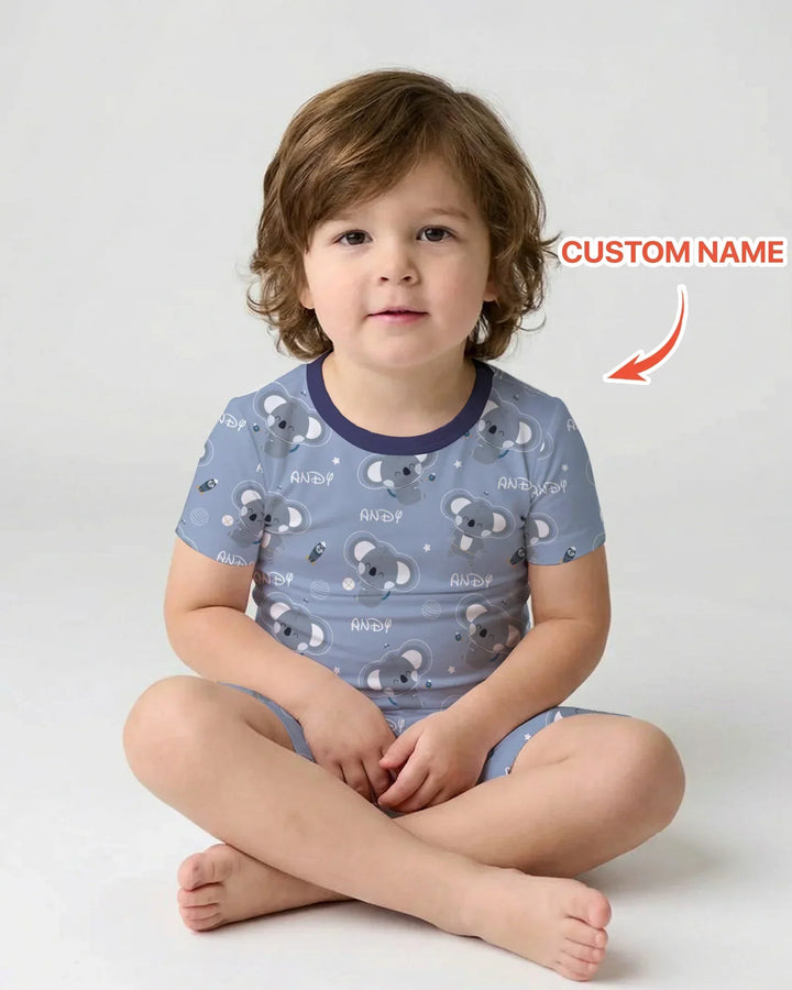 Zweiteiliges Pyjama-Set mit kurzen Ärmeln und Shorts im Sommer-Design