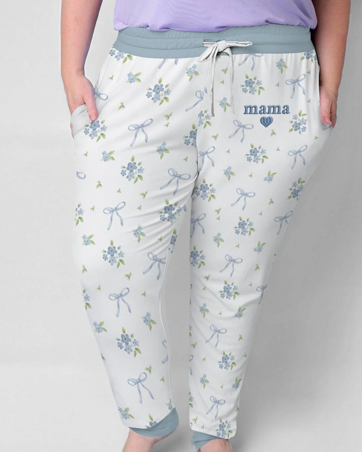 Mama und Ich Passender Bestickter Baby-Bambus-Damen-Pyjama-Set