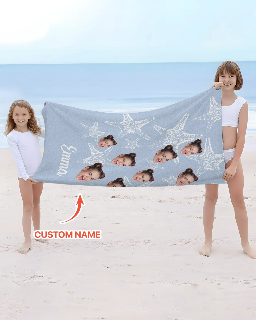 Personalisiertes Seestern-Bambus-Strandtuch mit Namen