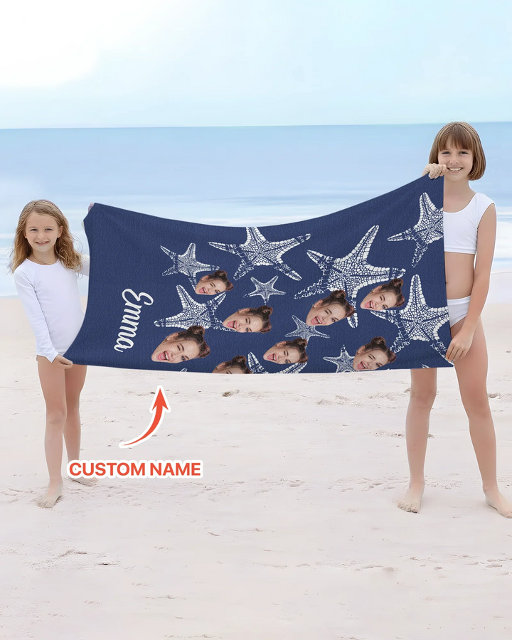 Personalisiertes Seestern-Bambus-Strandtuch mit Namen