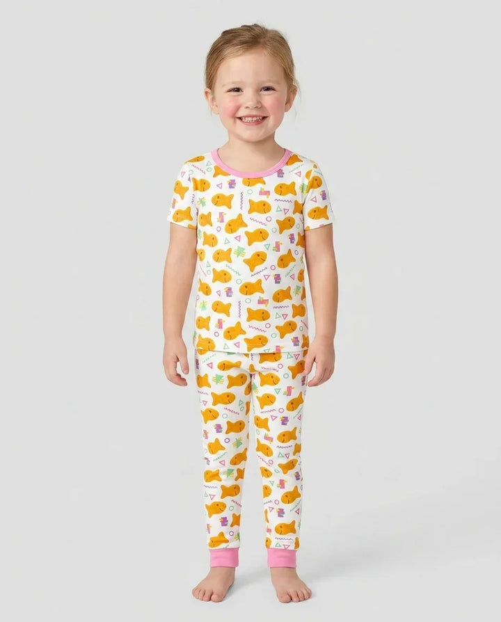 Cheesy Fishies Family Matching Bamboo Two Piece Short Sleeve Pajama Set