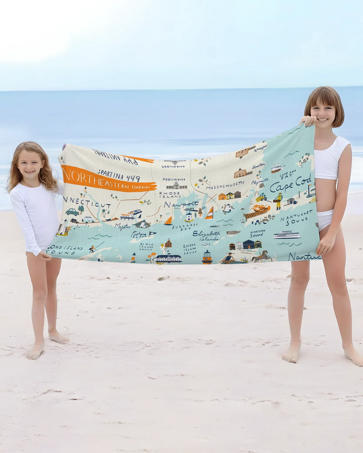 Northeastern Harbors Bamboo Beach Towel