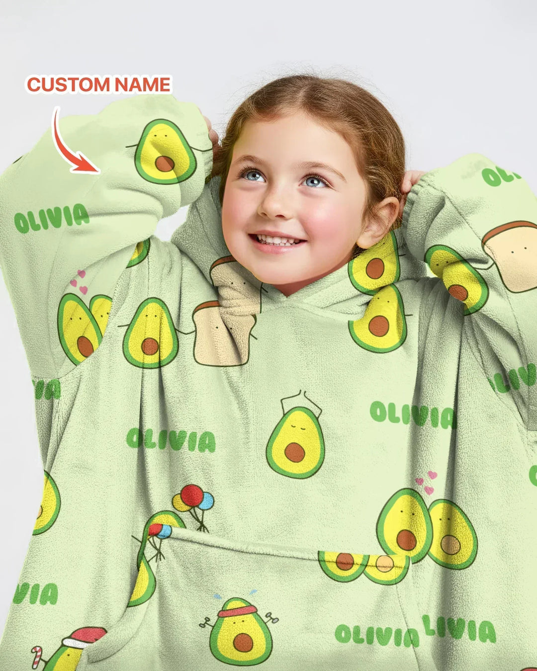 Personalisierte Niedliche Avocado Bambus Decken-Hoodie