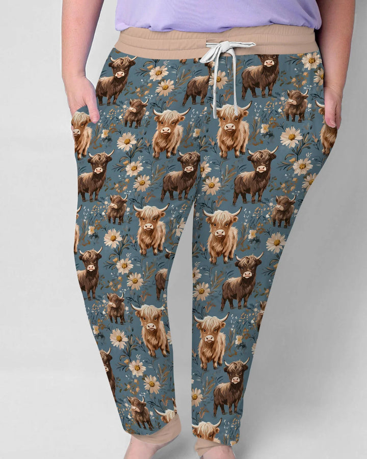 Majestic Highland Cows Familie passende Bambus Damen Pyjama Set