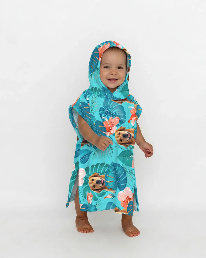 Hawaiianischer Badeponcho für Hunde aus Bambus mit individuellem Foto