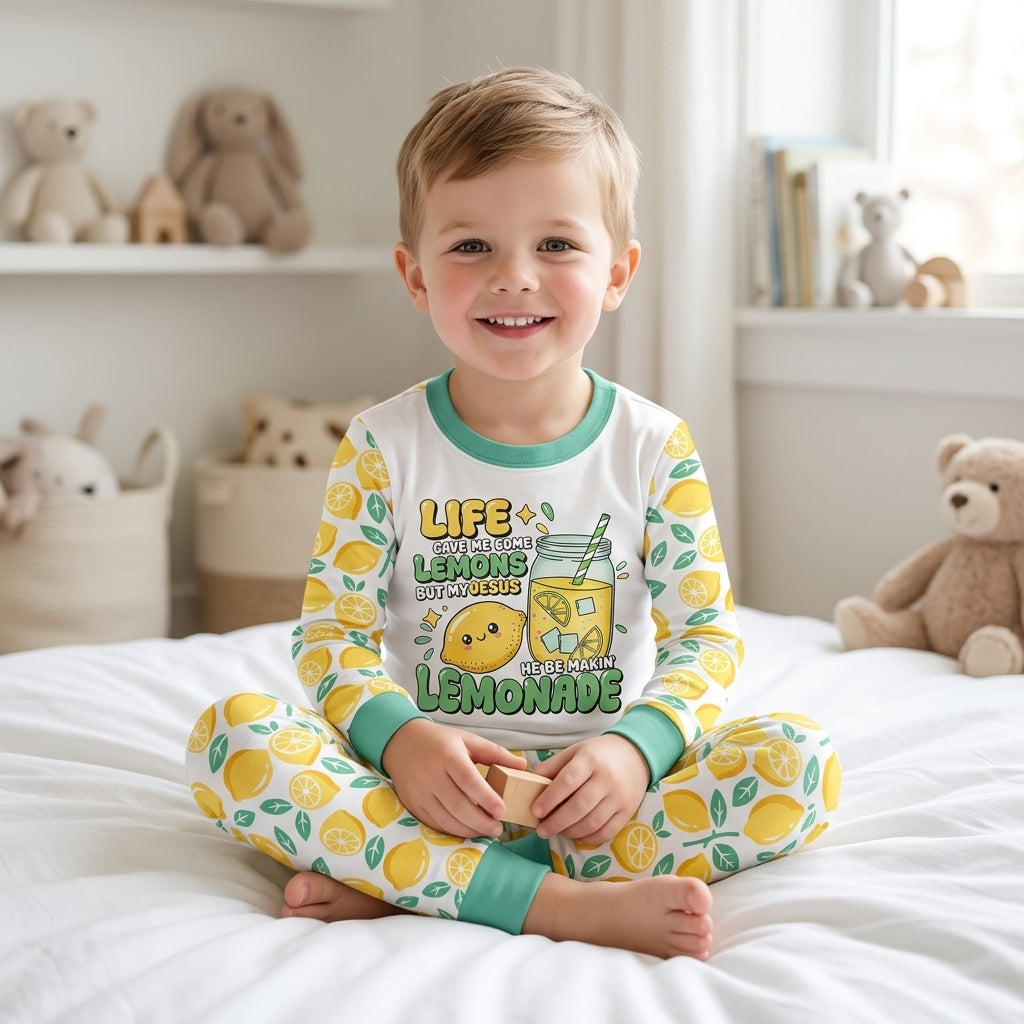 Inspired Life Gave Me Lemons Bamboo Two Piece Long Sleeve Pajama Set