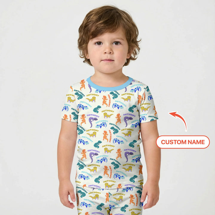 Zweiteiliges Pyjama-Set mit kurzen Ärmeln und Shorts im Sommer-Design