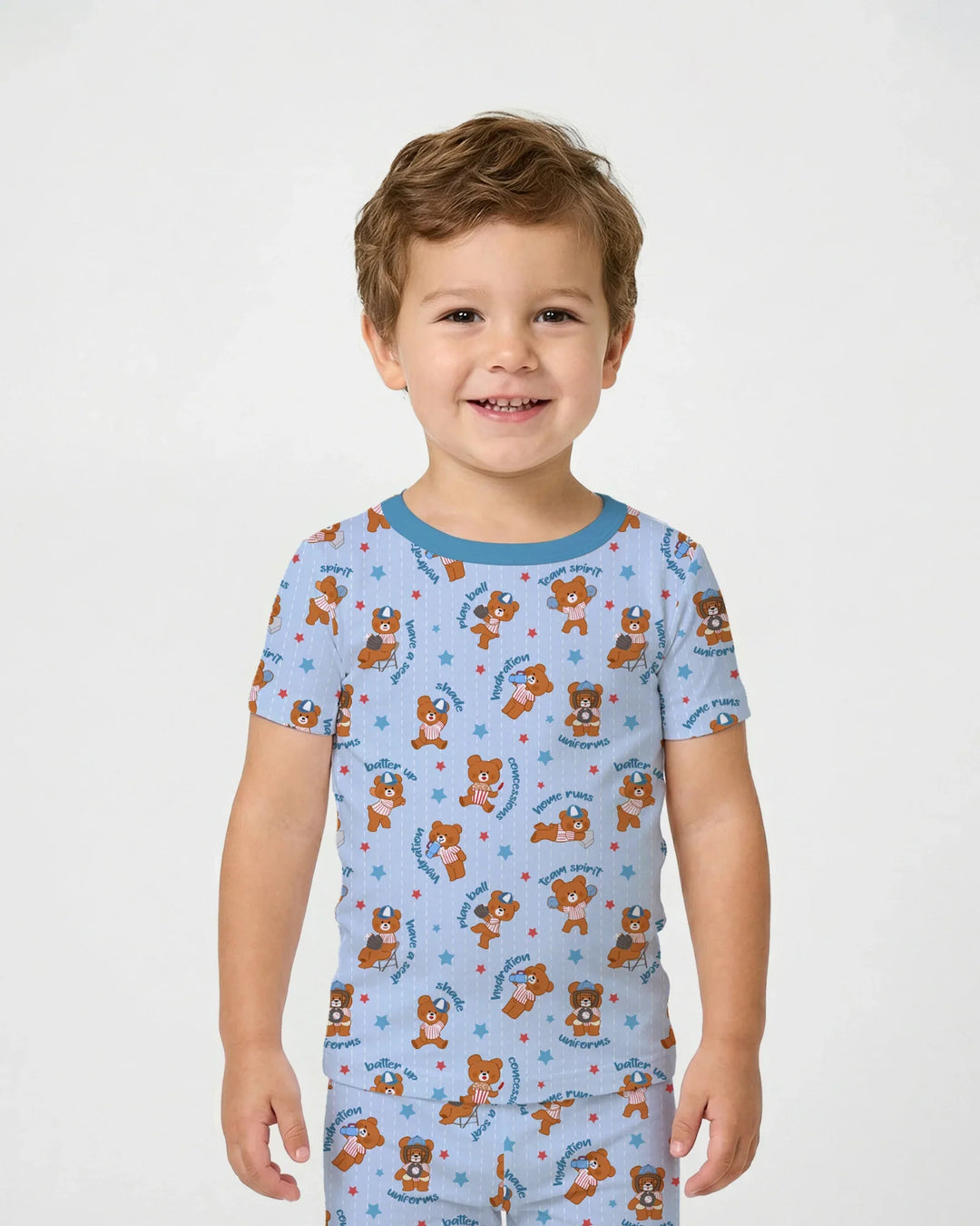 Born To Play Baseball Bamboo Two Piece Short Sleeve Pajama Set