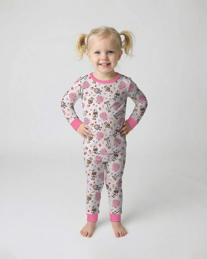 Zweiteiliges Langarm-Pyjama-Set mit Sommerfrüchten