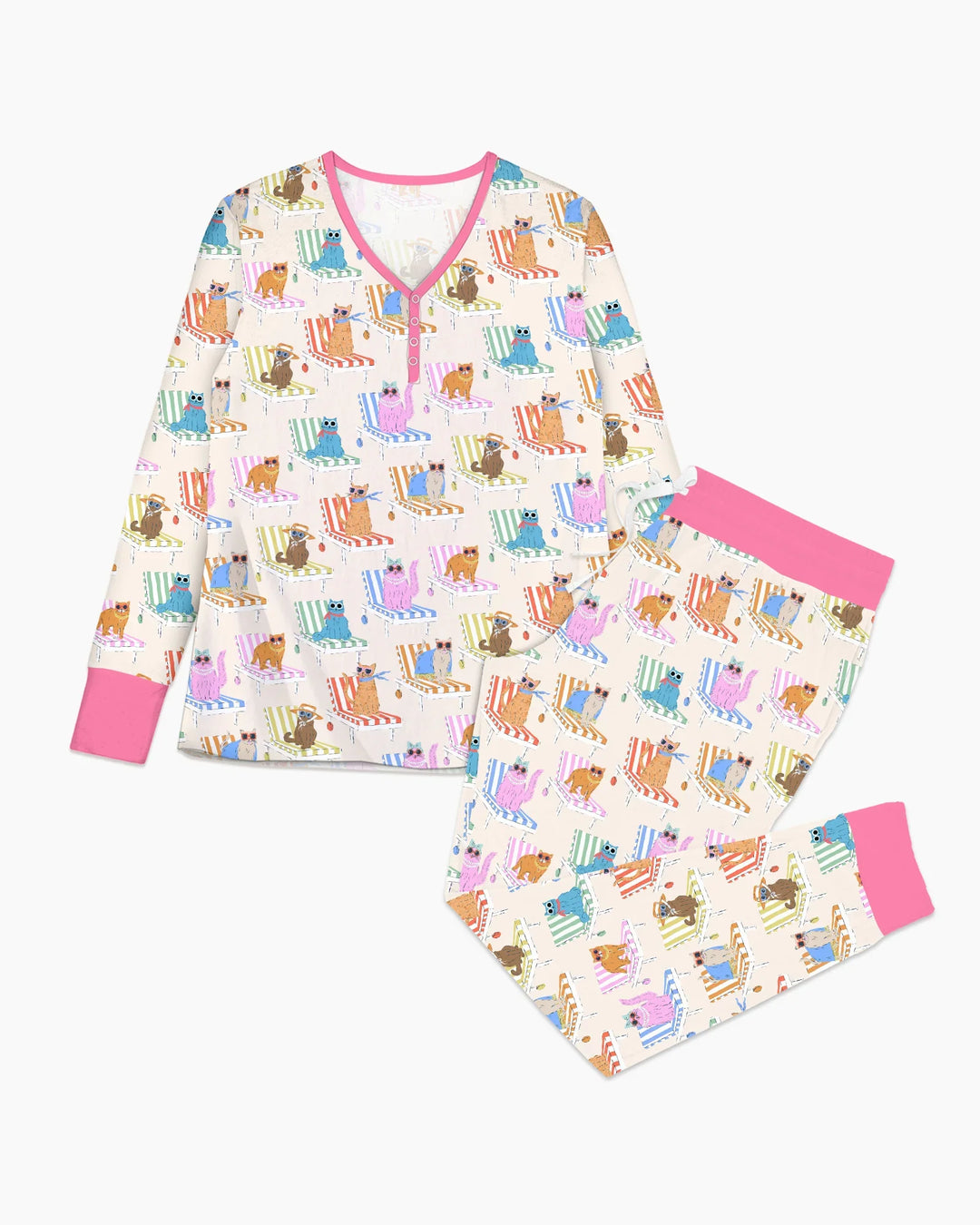 Miau Sonnenbad Mama & Ich passender Pyjama aus Bambus für Damen
