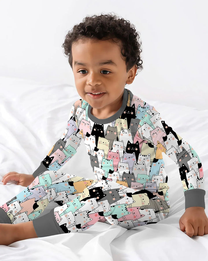 Zweiteiliges Langarm-Pyjama-Set mit Sommerfrüchten