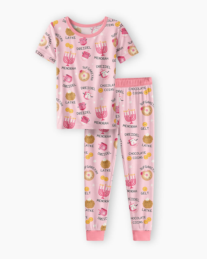 Family Hanukkah Matching Bamboo Two Piece Short Sleeve Pajama Set