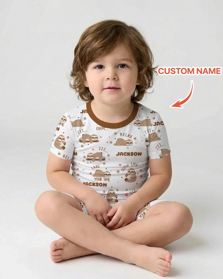 Zweiteiliges Pyjama-Set mit kurzen Ärmeln und Shorts im Sommer-Design