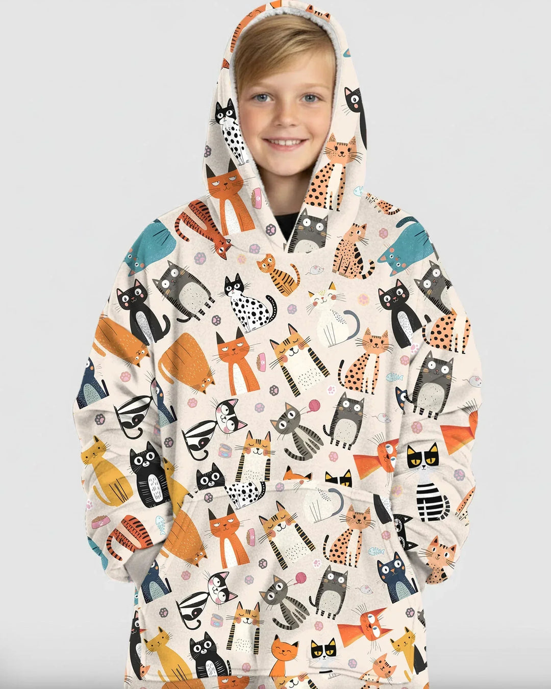 Goofy Mischief Katze Familie passender individueller Bambus-Deckenhoodie