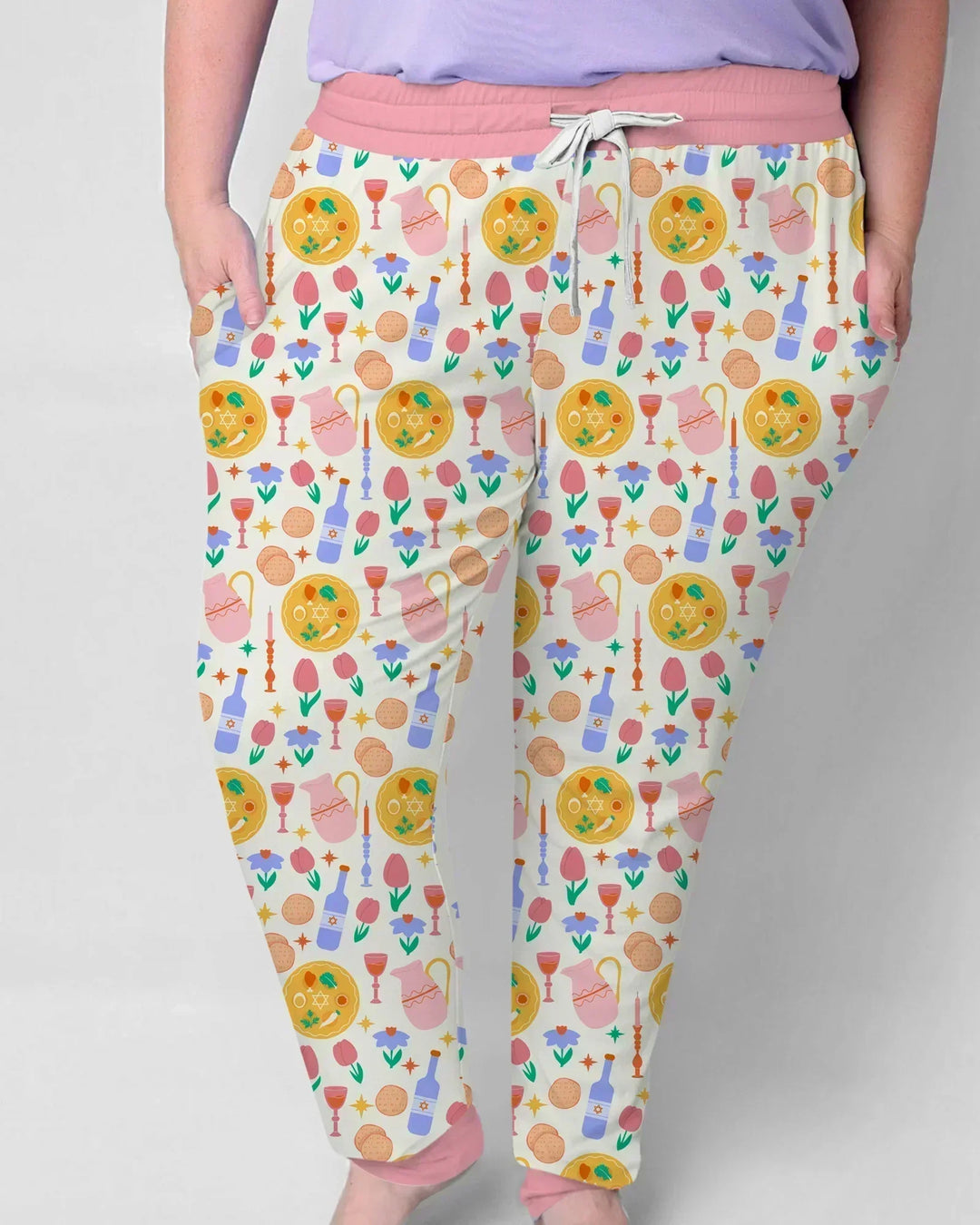 Pessach Sameach Passende Familien-Pyjama-Set aus Bambus für Damen