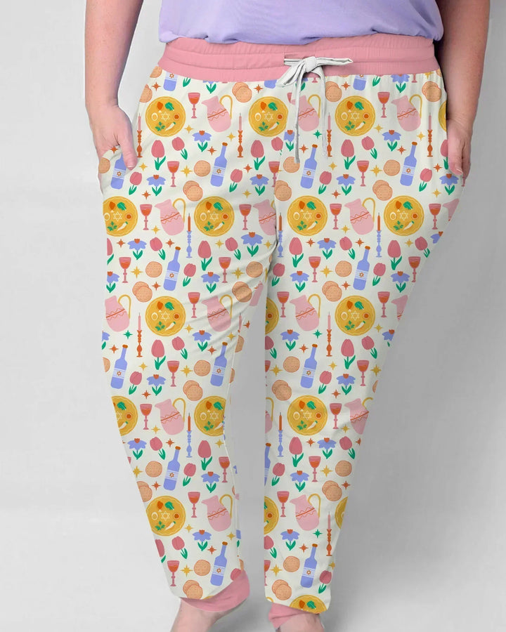 Pessach Sameach Passende Familien-Pyjama-Set aus Bambus für Damen
