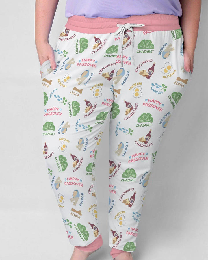 Fröhliches Pessach-Passendes Familien-Bambus-Damen-Pyjama-Set