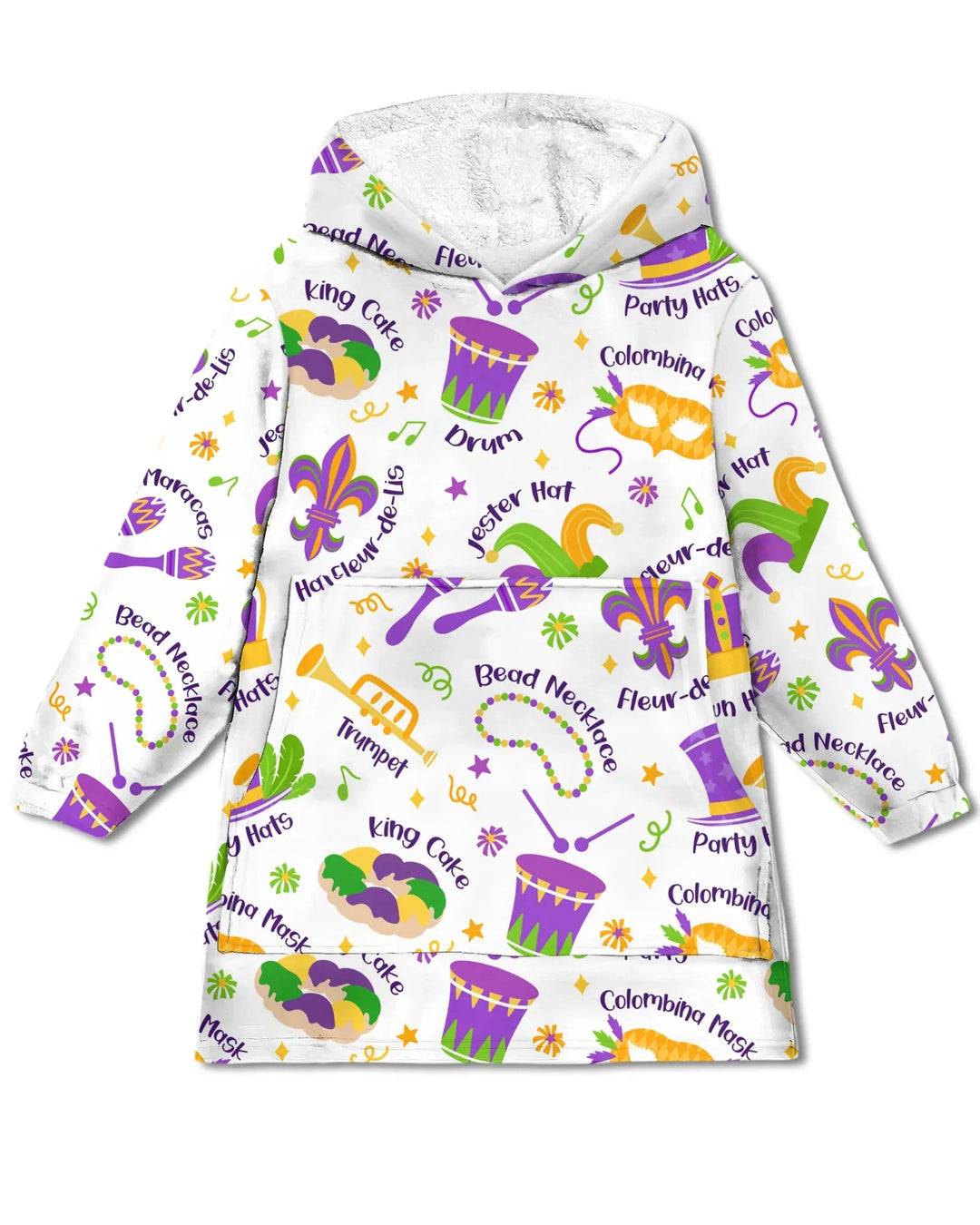 Mardi Gras Familien-Partnerlook Bambus-Deckenhoodie