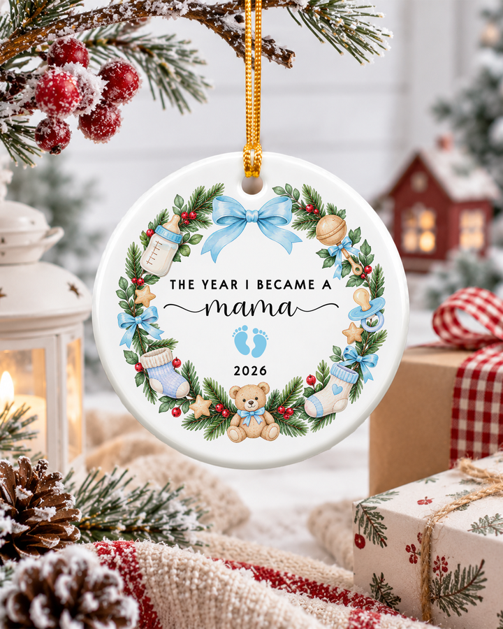 The Year I Became Mama Ceramic Ornament