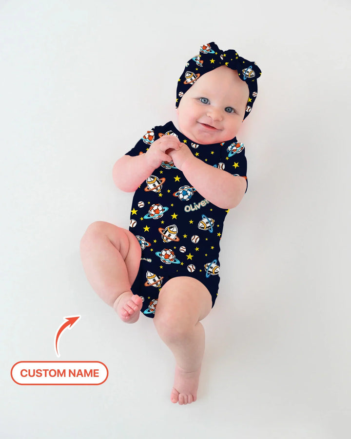 Custom Name Space Sport Bamboo Bodysuit