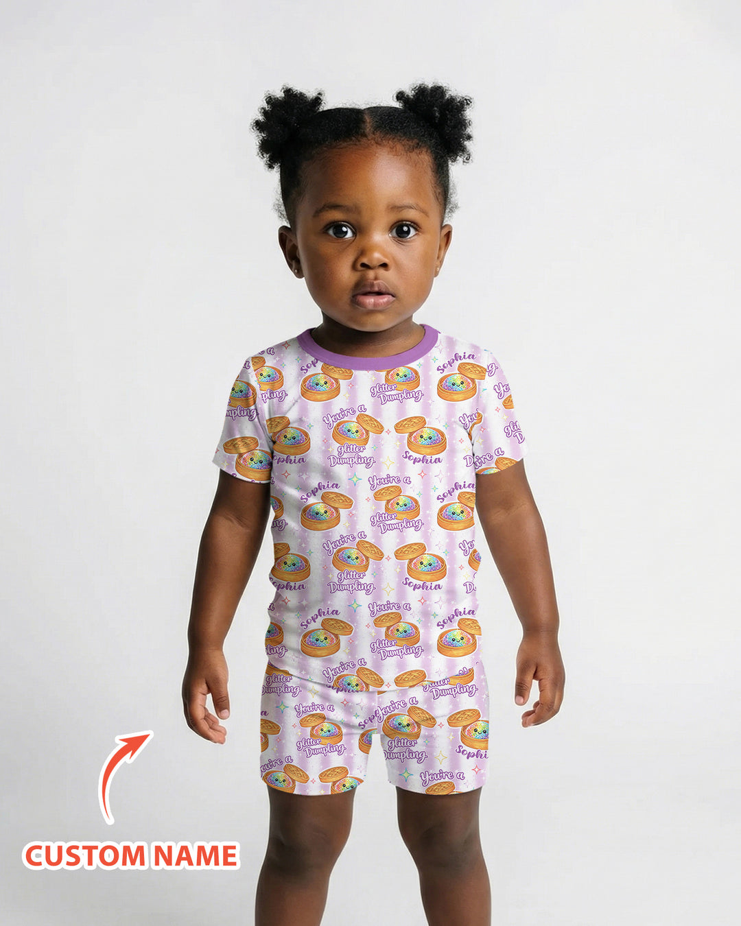 Personalized You're Glitter Dumpling Bamboo Two Piece Short Sleeve Shorts Pajama Set
