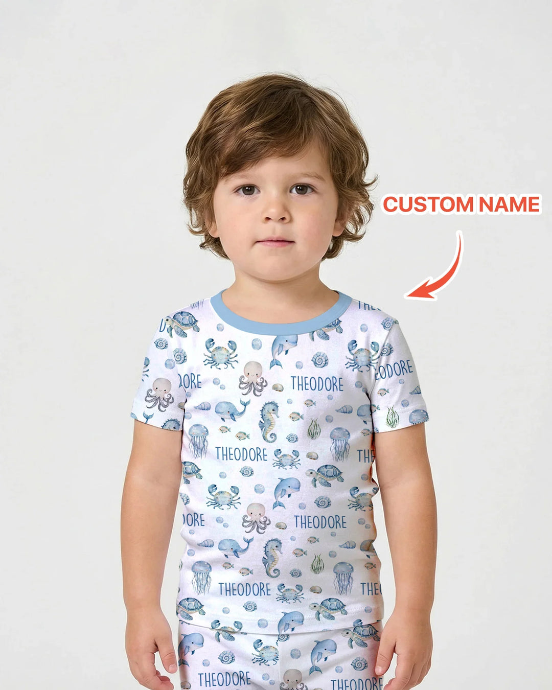 Zweiteiliges Pyjama-Set mit kurzen Ärmeln und Shorts im Sommer-Design