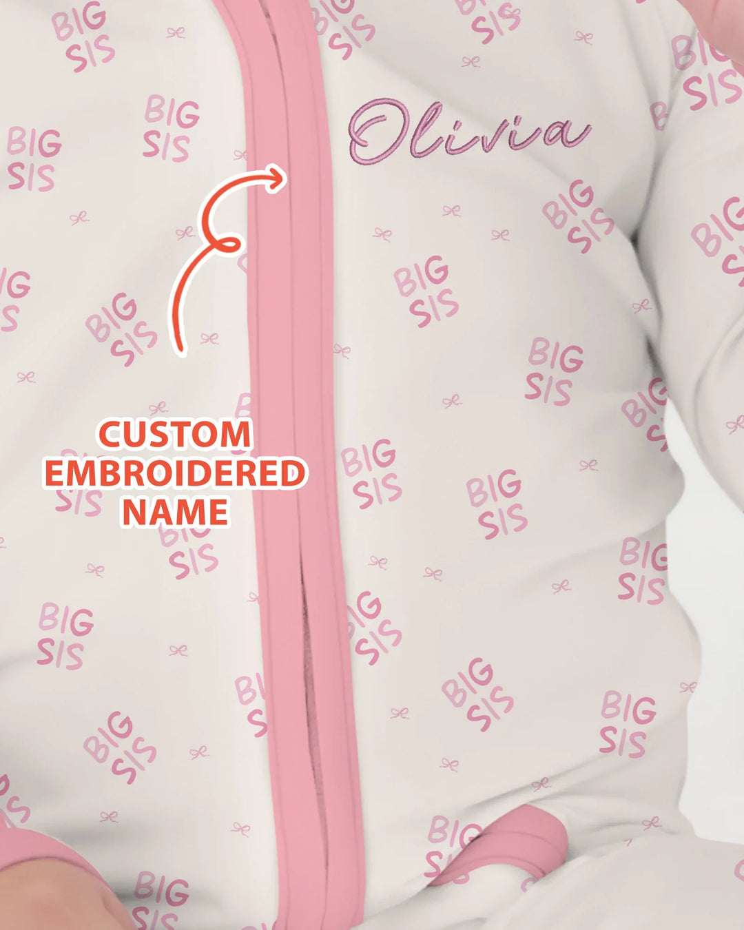 Custom Embroidered Name Big Sis Baby Bamboo Convertible Zippy