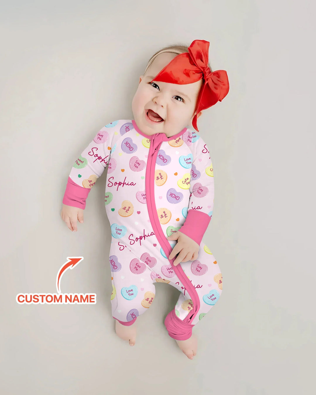 Custom Name Colorful Candy Hearts Family Matching Bamboo Convertible Zippy