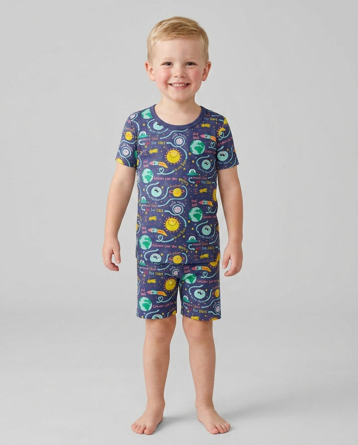 Schlafanzug-Set zweiteilig, kurze Ärmel, kurze Hose, Bambus