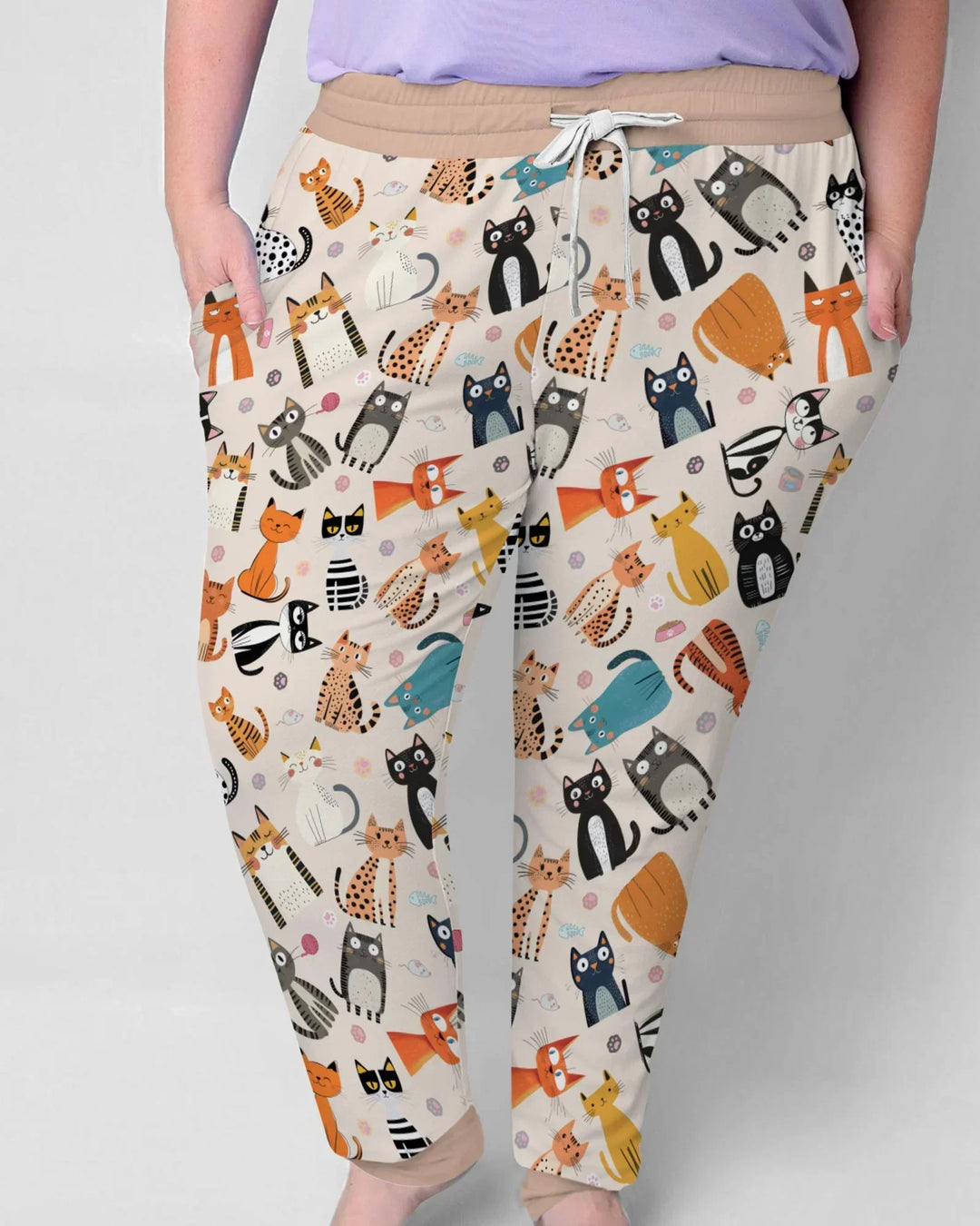 Goofy Schabernack Katzenfamilie Passender Pyjama aus Bambus für Damen